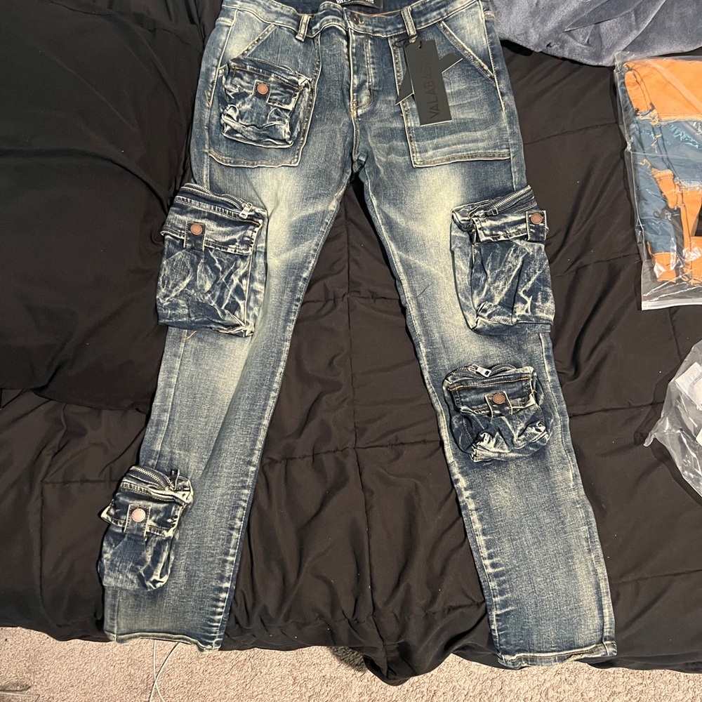 Men's Blue Cargo Jeans